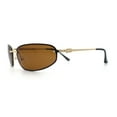thumbnail image 6 of Rimless Narrow Rectangle Wrap Luxury Metal Rim Oversized Sunglasses Gold - Brown, 6 of 8
