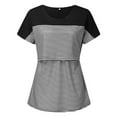 thumbnail image 2 of breaise Women's Nursing Tops Color Blocking Striped Breastfeeding Shirts Crewneck Short Sleeve Maternity Tees Comfy Soft Pregnancy Shirts Mama Postpartum Clothes, 2 of 6