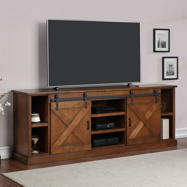 Bridgevine Home Modern Farmhouse 85 Inch TV Stand, Wood TV Stand for 75
