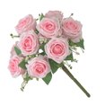thumbnail image 4 of Ramo de flores de rosas artificiales de 9 cabezas, ramo de flores de novia, fiesta de boda, tela de seda, decoración floral falsa, rosa claro Advancent HA6916-01B, 4 of 6
