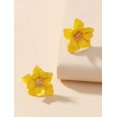thumbnail image 4 of Yellow Flower Stud Earrings - Yellow Flower Earrings - Yellow and gold earrings, 4 of 4