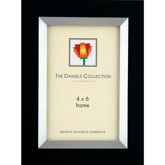 Rich Ebony-Black Hardwood Engraveable w aluminum inlay 4x6 frame - 4x6