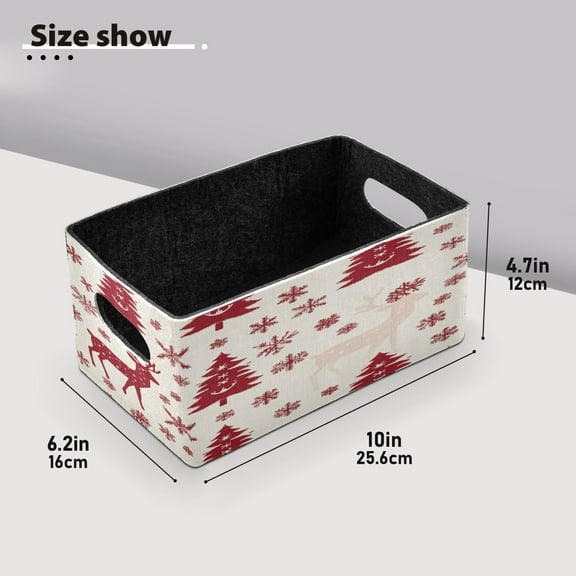 BZSMCE Shelf Baskets Joyful Christmas Pattern Pattern Storage Cube Bins 10.1*6.3*4.7in Set of 2