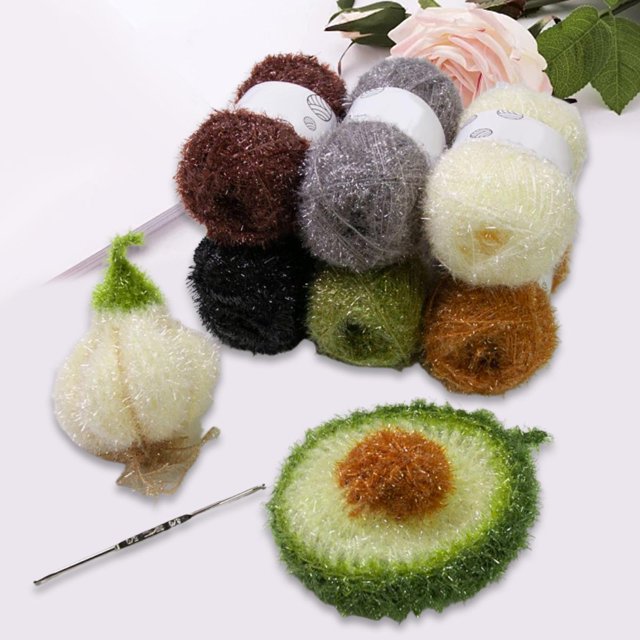 Hilo de fregar para paños de cocina Hilos de crochet Suministros Brillante Secado rápido Bricolaje Colores surtidos Surtido para tejer Toallas de baño Estilo C
