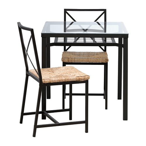 Ikea Table And 2 Chairs Black Glass, Ikea White High Gloss Dining Table And Chairs Set