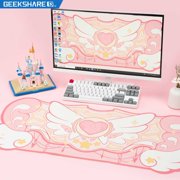 GeekShare Extended Mouse Pad & Wrist Rest Kits Non-Slip Rubber Mouse Mat for working , Gaming Star Wing Pink