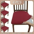 thumbnail image 3 of 4pcs/6pcs Solid Color Brushed High Elastic Chair Cover, Simple Soft And Comfortable Chair Seat Cover, Dust-proof And Dirt-resistant Chair Slipcover, Suitable For Dining Chair Office Home Decor, 3 of 4