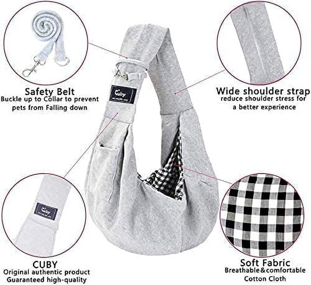 Cuby Dog and Cat Sling Carrier – Hands Free Reversible Pet Papoose Bag -  Soft Pouch and Tote Design – Suitable for Puppy, Small Dogs, and Cats for