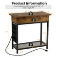 thumbnail image 2 of Gymax Table de Chevet avec Station de Charge, Table de Nuit Industrielle, Poche Latérale Rabattable, USB, 2 of 10
