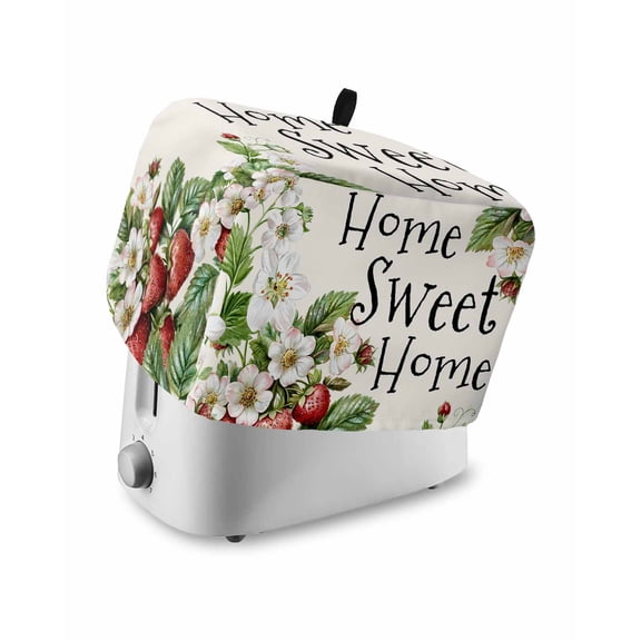Fsddascl Strawberry Toaster Cover 4 Slice, Large Kitchen Appliance Covers, Summer Fruits Spring Floral Botanical Toaster Oven Cover with Loop, Bread Machine Cover Polyester Dust Cover Protection
