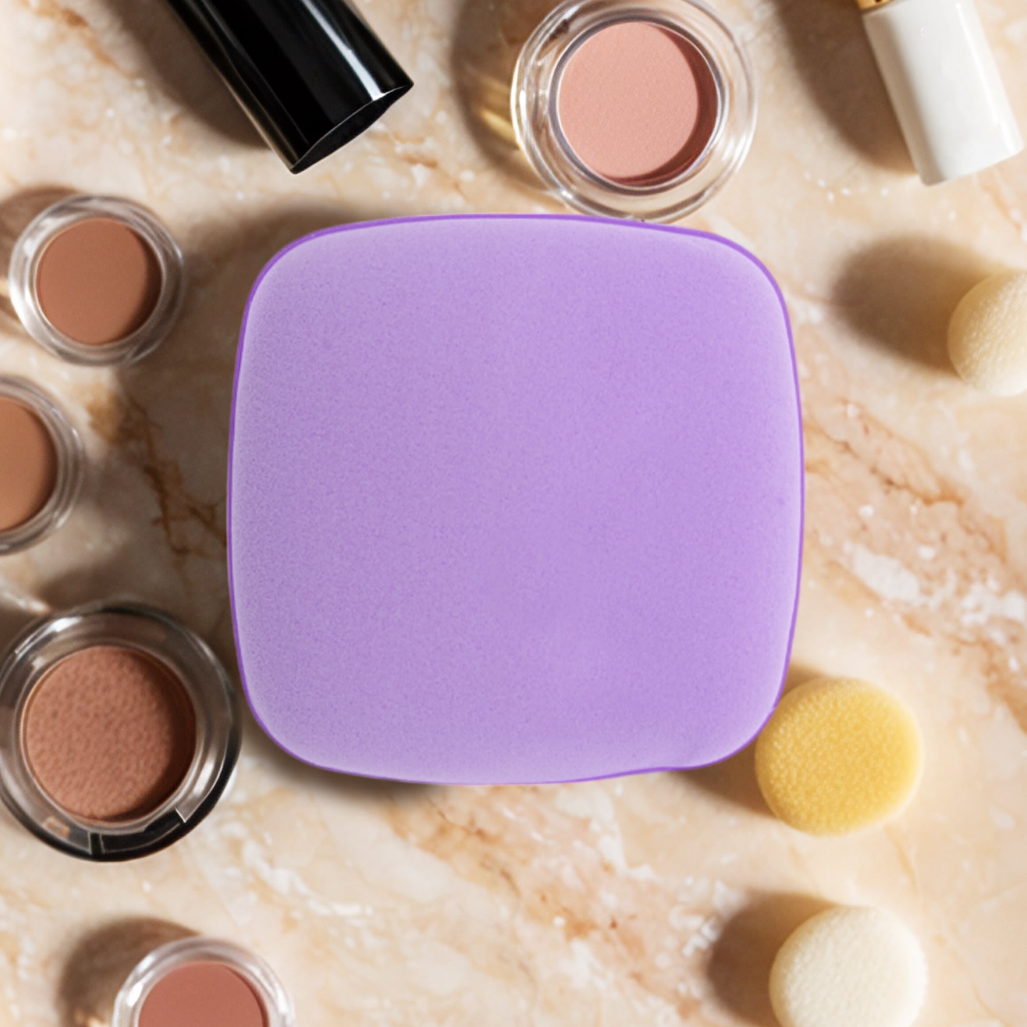 Unique Bargains 5 Pcs Square Face Makeup Sponge for Travel Purple