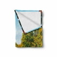 thumbnail image 2 of Landscape Soft Flannel Fleece Blanket, Scenery View Natural Forest Park with Trees and River Photo Image, Cozy Plush for Indoor and Outdoor Use, 70" x 90", Marigold and Olive Green, by Ambesonne, 2 of 6