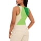 thumbnail image 3 of ATHLECHIC Camiseta sin mangas de color bloque de verano para mujer, con cuello redondo, básica, crop, para salir, talla XL, verde, 3 of 5
