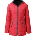 thumbnail image 3 of BiZtdJrK Long Winter Coats for Women Fleece Lined Warm Long Puffer Jacket Solid Thicken Parka Outwear with Hood Sales for Today on Walmart Red L, 3 of 5