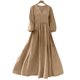 thumbnail image 4 of Mujeres Vestido Casual Suelto Y Casual Tres Cuartos de Mangas Cuello en V Vestido de Lino Mujeres, 4 of 7