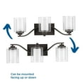 thumbnail image 3 of Progress Lighting Kene Collection 3-Light Wall Bracket Graphite with Etched Glass Shades, 3 of 6