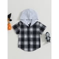thumbnail image 2 of Toddler Boys Girls Halloween Plaid Shirts, Short Sleeve Hooded Tops, 2 of 8