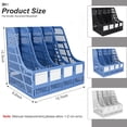 thumbnail image 6 of SAYEEC Blue Plastic 4-Compartment Vertical Desk File Organizer, Magazine & Document Storage for Office Home, 6 of 7