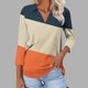 thumbnail image 2 of Camiseta de Solapa de Cuello en V de la Manga Superior de 3/4 de las Mujeres, Uso Diario Cómodo Casual, 2 of 9