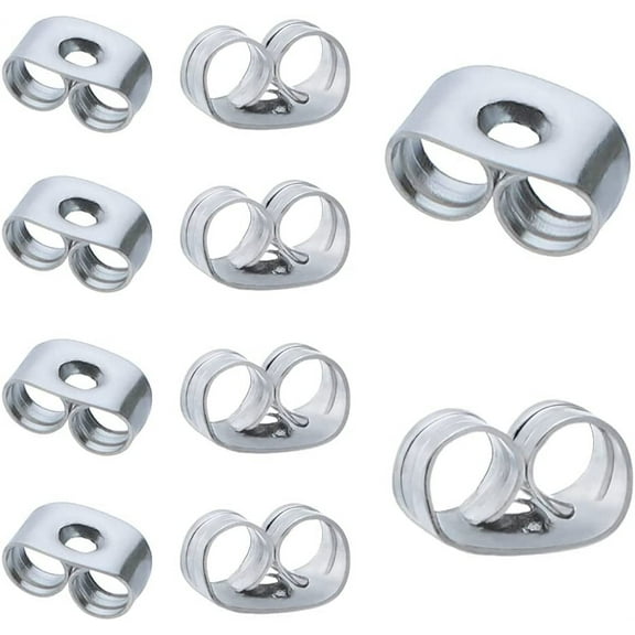 300 Pieces Stainless Steel Butterfly Earring Backs (Silver 6x4.5mm)