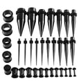 thumbnail image 1 of Kit de estiramiento de oreja Zulema de Acero inoxidable 36 piezas tapones Negro, 1 of 8