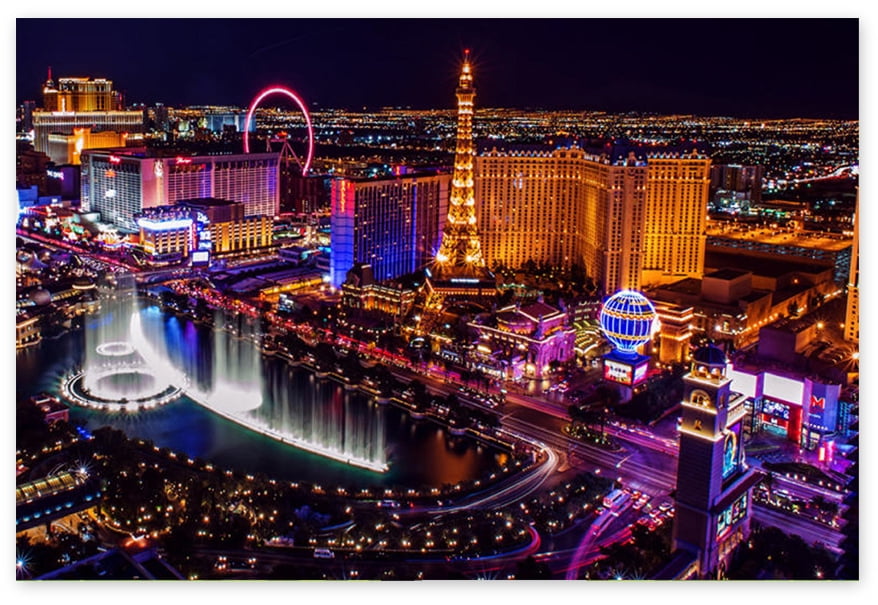 Las Vegas The Strip iCanvasART 3 Piece Hotels in a City Lit up at Night 48 x 16/1.5 Deep USA #2 Canvas Print by Panoramic Images Nevada