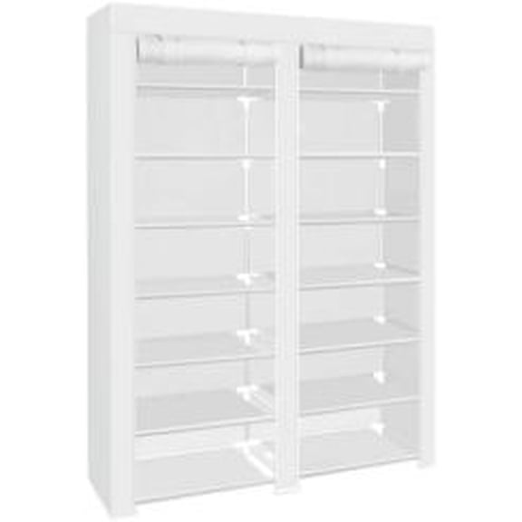7-layer Shoe Rack Storage Organize, 28 Pairs Portable Double Row with Nonwoven Fabric Cover Shoe Shelf Cabinet for Closet (White)