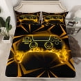 thumbnail image 2 of jejeloiu Console Game Lovers Twin Sheet Sets,Neon Orange Gamepad Twin Fitted Sheet,Modern Video Games Flat Sheet For Boys Teens,Ultra Soft Home Decor,3pcs, 2 of 7
