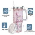 thumbnail image 4 of Pink Christmas Snowman Tumbler with Lid and Straw, Holiday Winter Gift Cup, 4 of 9