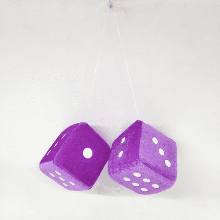 

2.8” Dice Pair Plush square pendant toy Car Mirror Fuzzy Dice Car Decorative Hanging Mirror Pair(Purple 2.8inch)