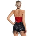 thumbnail image 2 of Alvivi Women's Sequins Latin Tassel Leotard Dress Ballroom Rumba Salsa Dance Costume Red L, 2 of 7