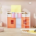 thumbnail image 2 of Twin Size Loft Bed with Tent and Tower and Three Pockets, Wooden Loft Beds Frame with Sturdy Construction & Unique Design, Wood High Loft Beds with Ladder(Orange, Twin), 2 of 9