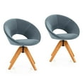 thumbnail image 1 of Gymax Set of 2 Swivel Accent Chair Modern Velvet Vanity Chair w/ Wood Legs Grey, 1 of 8