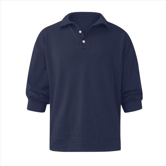 Camisas de Punto para Hombre, Camisas Casuales de Larga, Camisas Clásicas con Botones, Camisas de Golf Azul Marino S