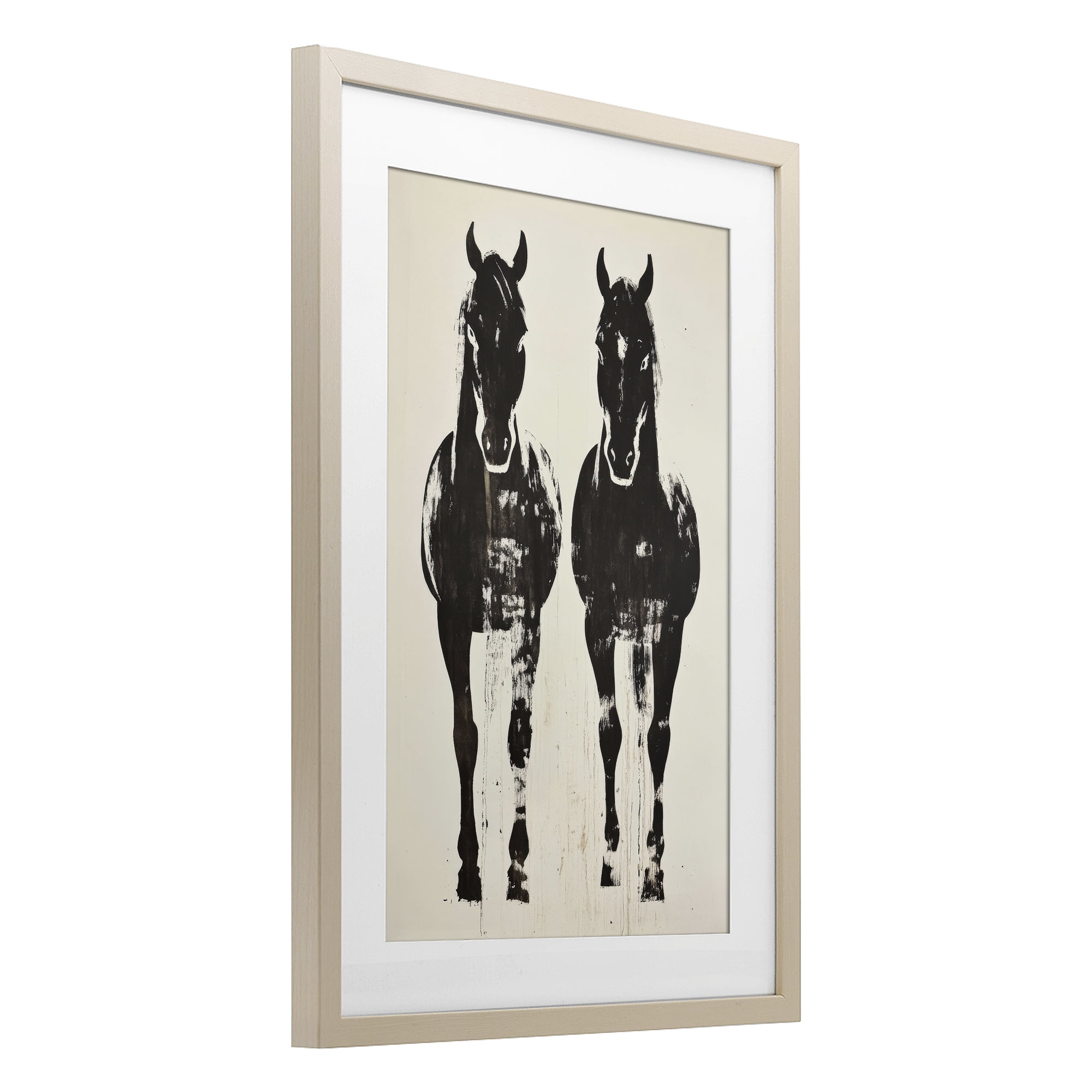 Stupell Industries Silhouetted Horse Couple Birch Framed Print Under Glass, design by Petal Prints Design