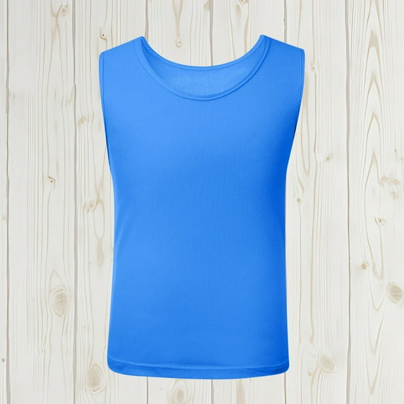 BRGZLK Girls Active Dry Fit Tank Top Summer Trendy Solid Mesh Inner Layer Loose Round Neck Sleeveless Running Sports Camisoles Blue 5-8 Years