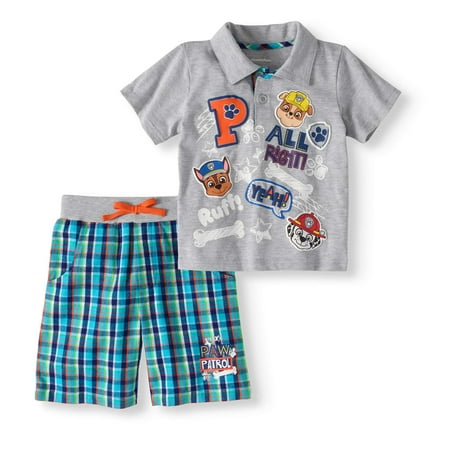 Paw Patrol Polo Shirt & French Terry Shorts, 2pc Outfit Set (Toddler Boys)