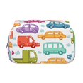 thumbnail image 2 of Rateoe Doodle Cars Pattern Double Clamshell Pen Case, Storage Organizer with Two Zipper Compartments– Holds Up to 50 Pencils & Pens, 2 of 7