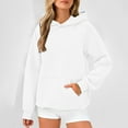 thumbnail image 2 of hxobax Women's Casual Hoodies Fashion Knit Cotton Hooded Sweatshirt Texture Long Sleeve Pullover Top, 2 of 8
