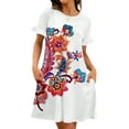 thumbnail image 1 of Innerwin Robe d'Été Courte Mini Boho Tunique Décontractée t-Shirt Robe Blanche Positionnement Fleur de Cajou m, 1 of 3