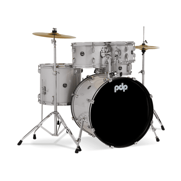 PDP Center Stage 5-Piece Full Drum Kit - 10/12/12/22/14 - Diamond White Sparkle