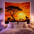 thumbnail image 2 of African Savanna Sunset With Elephant Silhouettes Majestic Illustration for Wildlife Enthusiasts, Safari Wall Art Decor, Housewarming Gift, Tapestry Wall Hanging for Living Room and Bedroom, 2 of 7