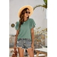 thumbnail image 2 of Purcoar Womens Ruffle Blouses Summer Shirts Short Sleeve Knit Tops, 2 of 7