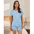 thumbnail image 5 of Ekouaer Pajama Set for Women with Pockets Short Sleeve 2 Piece Lounge Set Women Loose T Shirts and Shorts Soft Sleepwear, 5 of 5