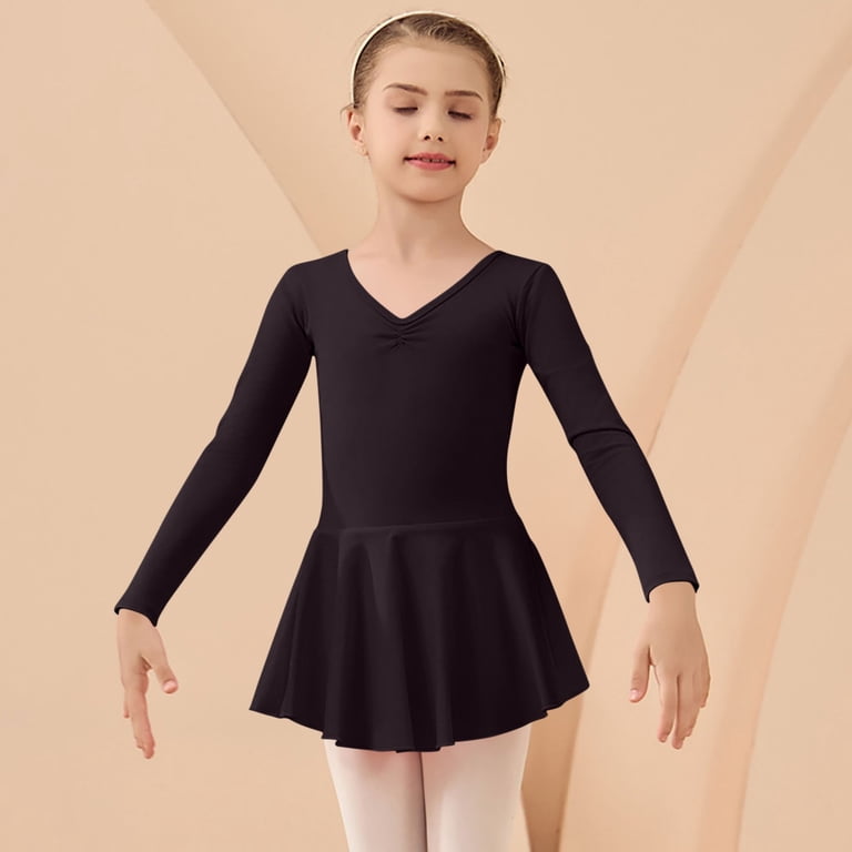 casual dance dresses xaoyunyn Girl's Dress Silm Stretchy Solid Color Hollow Out Bow Back Long Sleeve 2-15 Years Grab a sun hat black eyelet maxi dress Size:USA 12 (XL)/44 in.(112.5 cm)Garment Chest Fabric_Velvet Semi formal