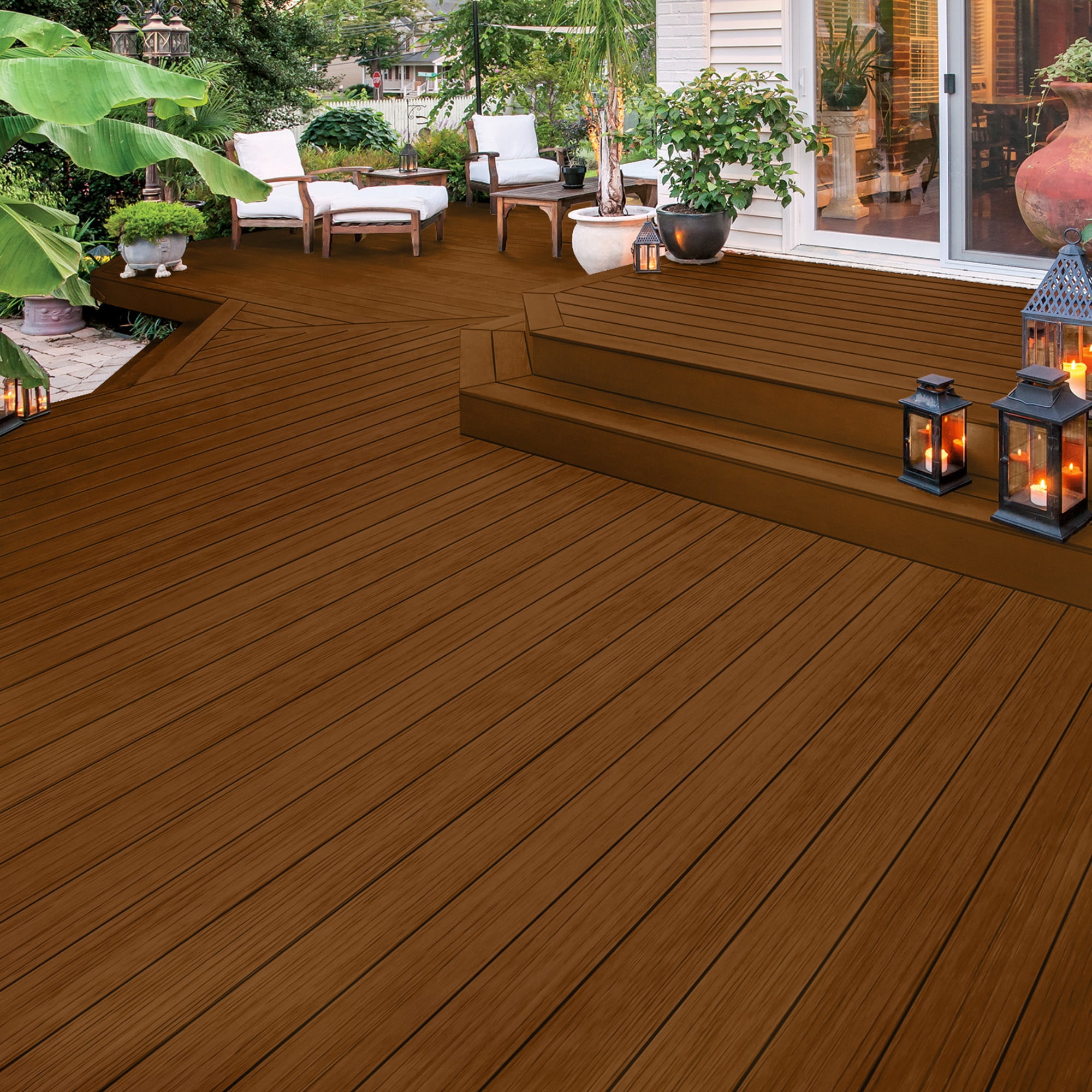 Olympic Elite 1 Gallon ST-2006 Chestnut Brown Semi-Transparent Exterior Wood Stain and Sealer in One Low VOC