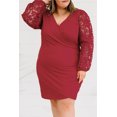 thumbnail image 3 of ABPHQTO Vestido de talla grande con mangas abullonadas florales y escote de sobrepelliz rojo para mujer, 3 of 5