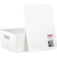 thumbnail image 4 of Superio 15L Medium White Ribbed Storage Bin with Lid, Plastic (2 Pack), 4 of 9