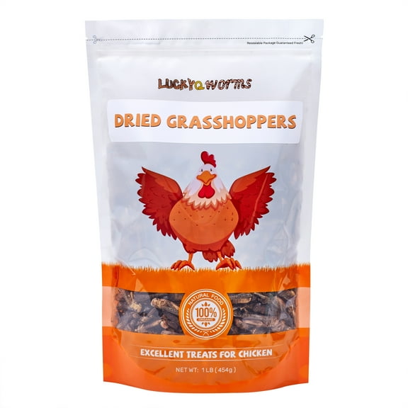 LuckyQworms Dried Grasshoppers 1lb Protein Treats for Poultry Ducks Frogs USA Raised Bug Snacks All Natural Crickets for Small Pets 100% Pure Natural Ingredients