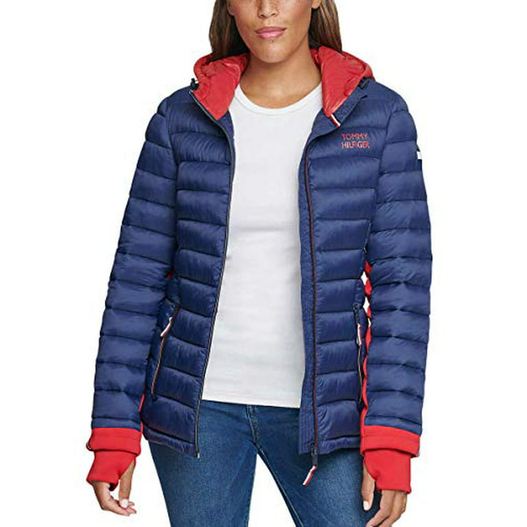 Tommy Hilfiger Womens Packable Puffer Jacket (Navy/Crimson, X-Small) - Walmart.com